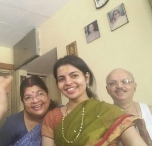 Ipshita Chakraborty with her parents