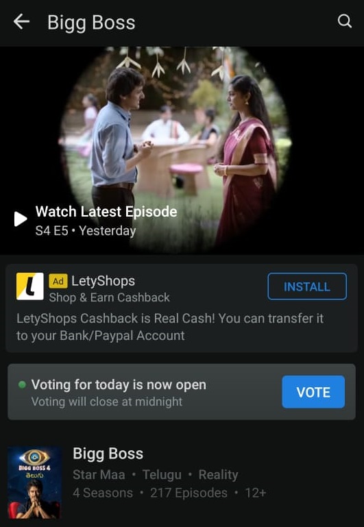 Bigg Boss Voting through Disney+ Hotstar