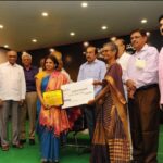 Sunita while receiving Sri Chukkapalli Pitchaiah Foundation Award for 2017