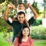 Anirban Lahiri with his wife and daughter