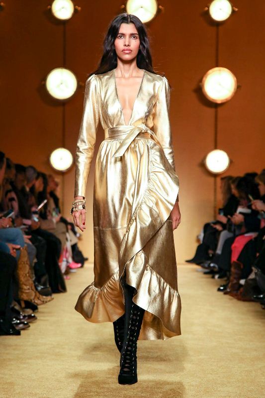 Pooja Mor walking the ramp for New York Fashion Week