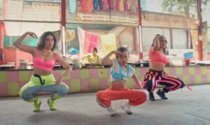 Gunjan Sinha (middle) in a still from the music video Parwah