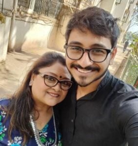 Utsav Sarkar with his mother