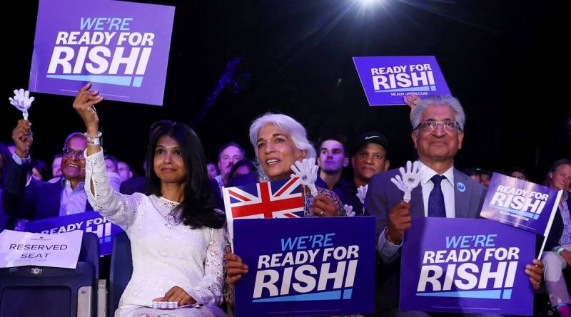 31 August 2024 - Akshata Murthy Sunak, along with her in-laws, at a hustings event, part of the Conservative party leadership campaign, in London, Britain