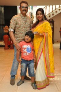 Naresh babu with his third wife, Ramya Raghupathi, and son, Ranaveer Krishna